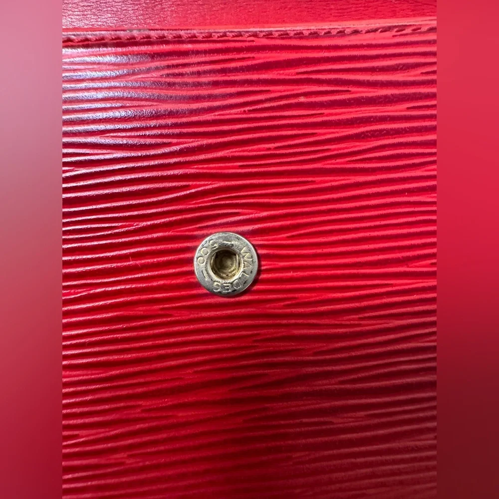 LV Louis Vuitton Red EPI Long Wallet w/ Unbranded Chain for Crossbody w/COA